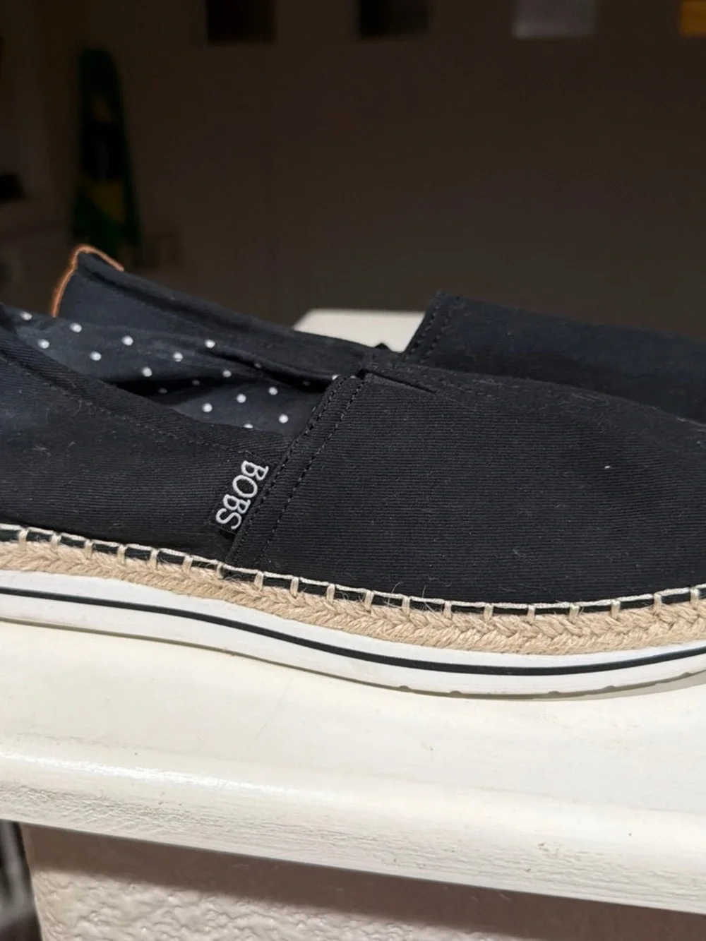 Skechers Black Canvas Espadrille Slip-On with Braided Jute Midsole